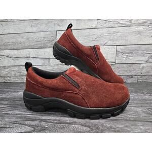Lands' End Women's All-Weather Suede Mocs | Burgundy/Wine | Size 7 Wide (7HB)